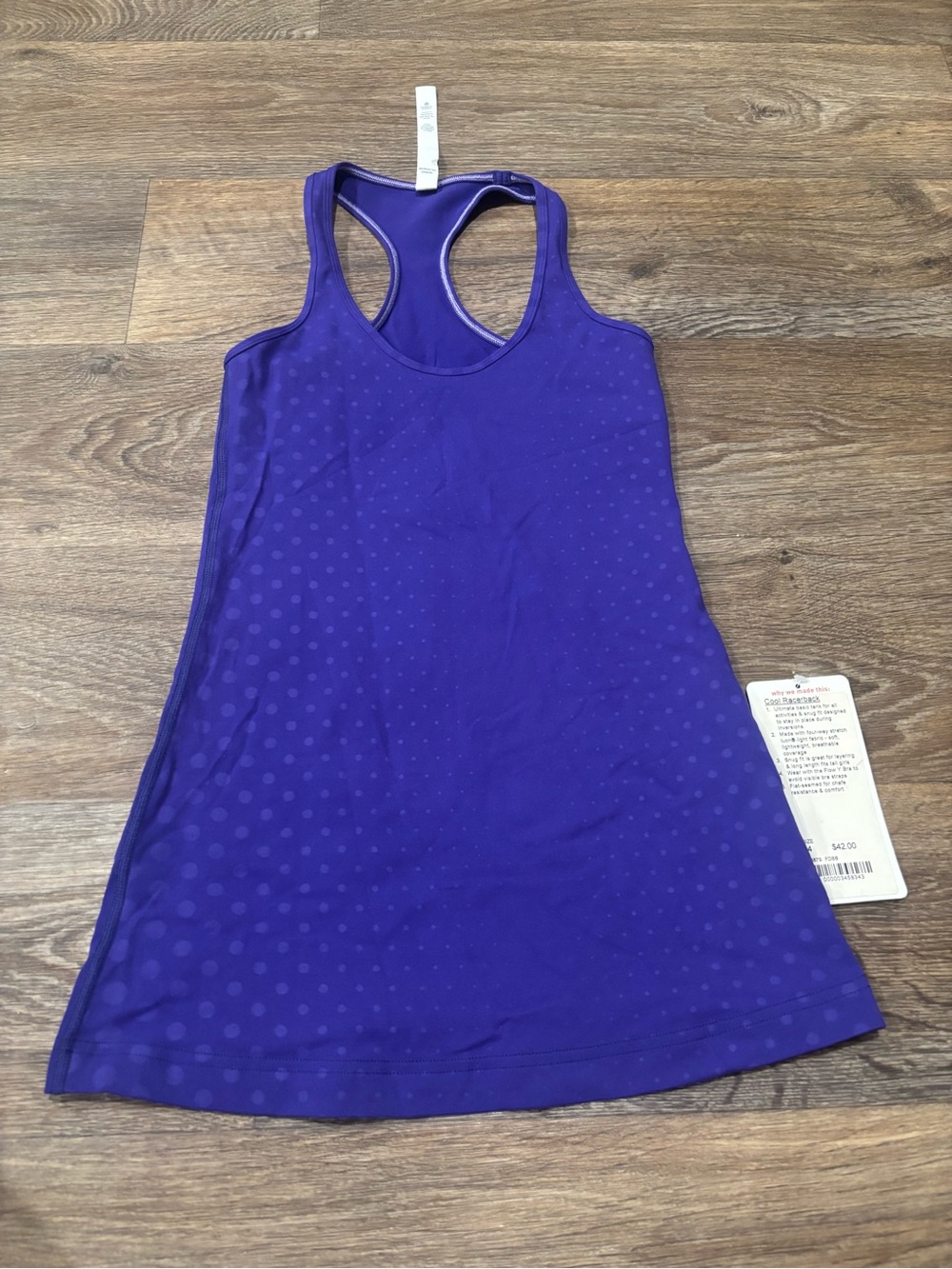 Lululemon Cool Racerback Tank Purple Polka Dot Luon Yoga Top Size 4 NWT
